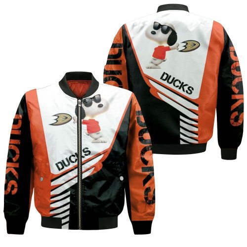 Anaheim Ducks Snoopy For Fans Bomber Jacket Anaheim Ducks Snoopy For Fans Bomber Jacket