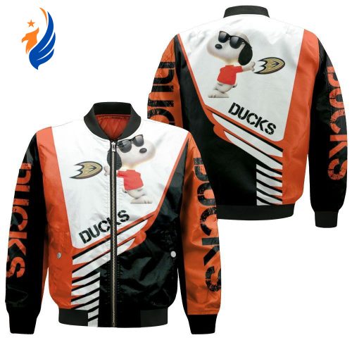 Anaheim Ducks Snoopy For Fans Bomber Jacket Anaheim Ducks Snoopy For Fans Bomber Jacket