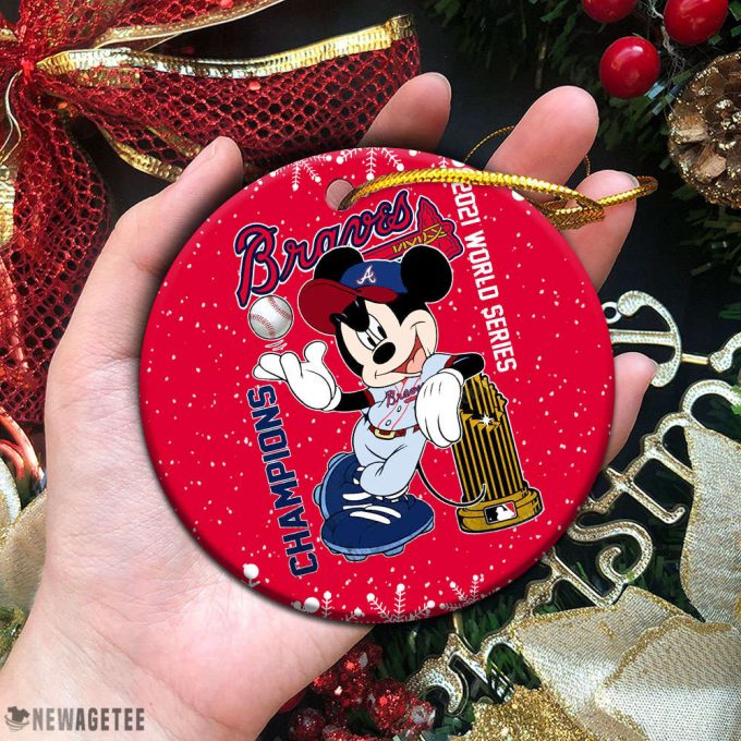 Atlanta Braves World Series Champions 2021 MLB Mickey Mouse Christmas Ornament