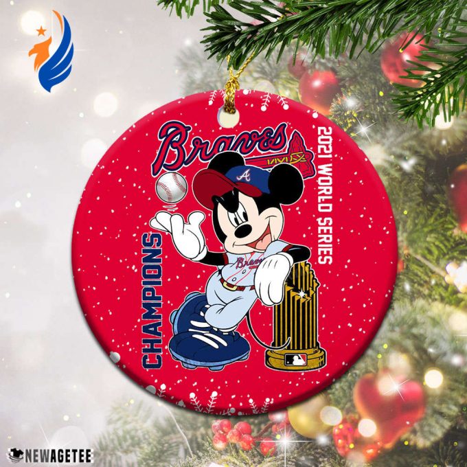 Atlanta Braves World Series Champions 2021 MLB Mickey Mouse Christmas Ornament