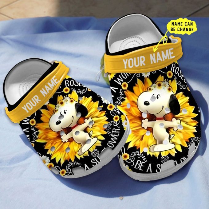Be A Sunflower In A World Of Roses Snoopy Black Clogs