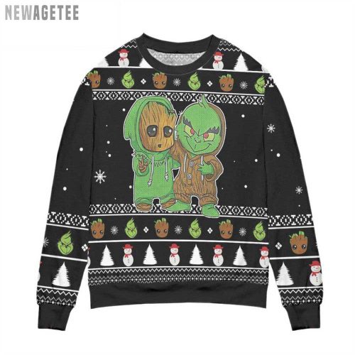 Best Friends Baby Groot And Grinches Ugly Christmas Sweater Black Gift Xmas Best Friends Baby Groot And Grinches Ugly Christmas Sweater Black Gift Xmas