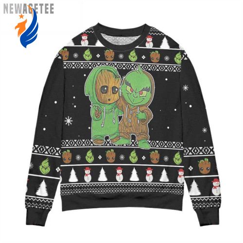 Best Friends Baby Groot And Grinches Ugly Christmas Sweater Black Gift Xmas Best Friends Baby Groot And Grinches Ugly Christmas Sweater Black Gift Xmas