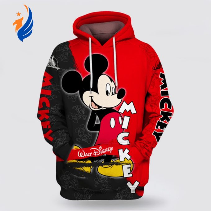 Black And Red Mickey Mouse 3D Hoodie Zipper Hoodie