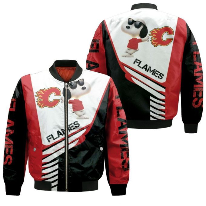 Calgary Flames Snoopy For Fans Bomber Jacket Calgary Flames Snoopy For Fans Bomber Jacket