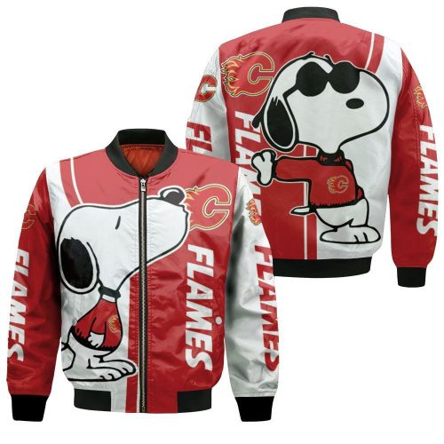 Calgary Flames Snoopy Lover Bomber Jacket  – Gift for Men Women Calgary Flames Snoopy Lover Bomber Jacket  – Gift for Men Women