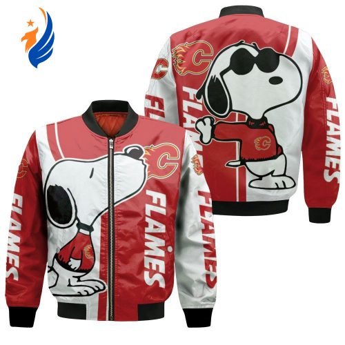 Calgary Flames Snoopy Lover Bomber Jacket  – Gift for Men Women Calgary Flames Snoopy Lover Bomber Jacket  – Gift for Men Women