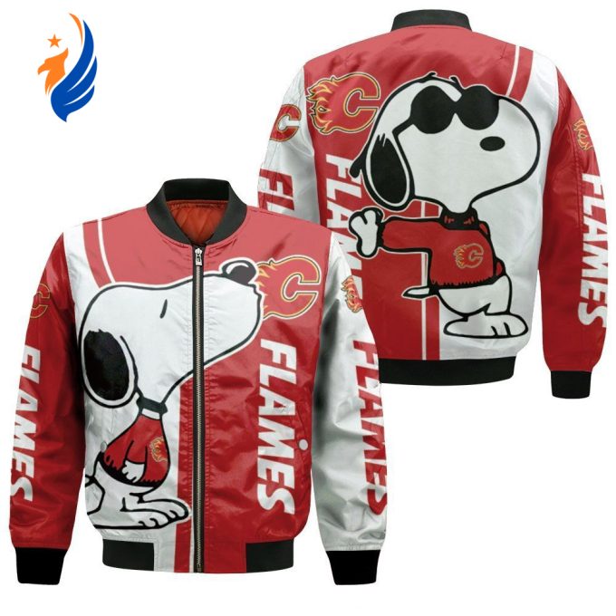 Calgary Flames Snoopy Lover Bomber Jacket – Gift for Men Women Calgary Flames Snoopy Lover Bomber Jacket – Gift for Men Women
