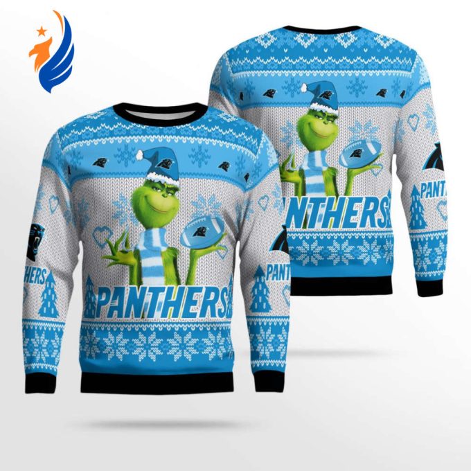 Carolina Panthers The Grinches Christmas AOP Ugly Sweater Carolina Panthers The Grinches Christmas AOP Ugly Sweater