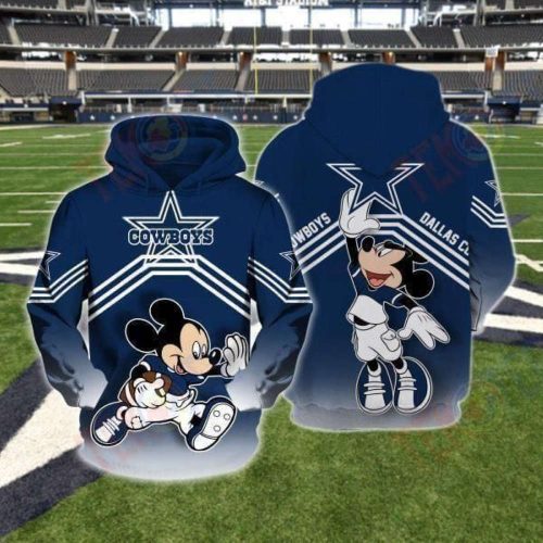 Cheerleaders Mickey Mouse Dallas Cowboys 3D Hoodie, Gift For Fans Cheerleaders Mickey Mouse Dallas Cowboys 3D Hoodie, Gift For Fans