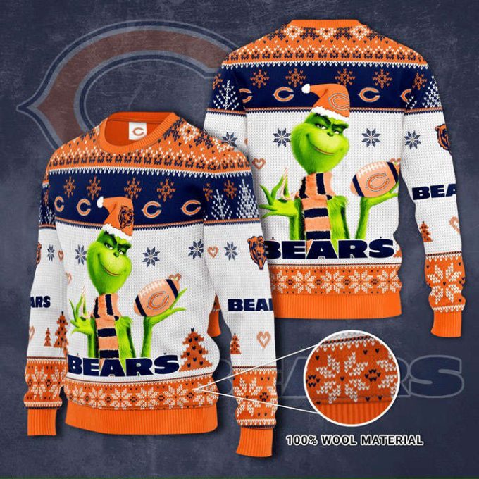 Chicago Bears Grinches Knit Ugly Christmas sweater