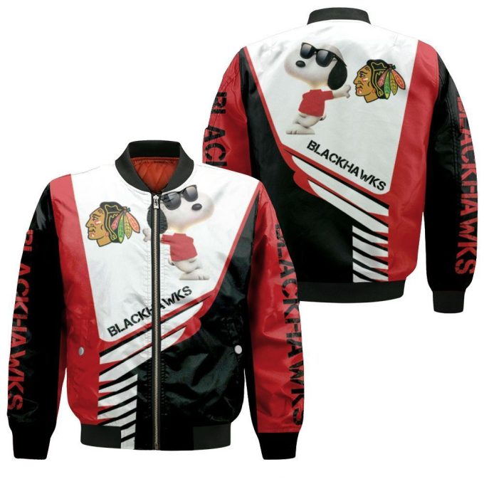 Chicago Blackhawks Snoopy For Fans Bomber Jacket  – Gift for Men Women