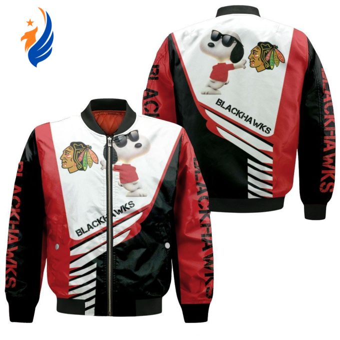 Chicago Blackhawks Snoopy For Fans Bomber Jacket – Gift for Men Women Chicago Blackhawks Snoopy For Fans Bomber Jacket – Gift for Men Women