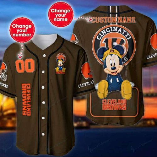 Custom Mickey Mouse Cleveland Browns Baseball Jersey Shirt – Personalized Fan Gear Custom Mickey Mouse Cleveland Browns Baseball Jersey Shirt – Personalized Fan Gear