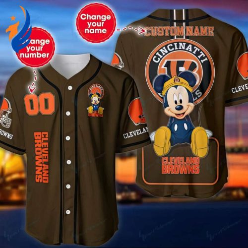 Winnie The Pooh Clogs Shoes Gift Custom Mickey Mouse Cleveland Browns Baseball Jersey Shirt - Personalized Fan Gear