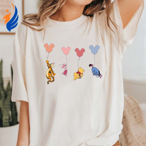 Winnie The Pooh Firefighter Unisex Classic Clogs For Fans Unisex Gifts 2024 Cute Winnie The Pooh Shirt - Comfort Colors® Friends Tee with Balloons - Disney T-Shirt
