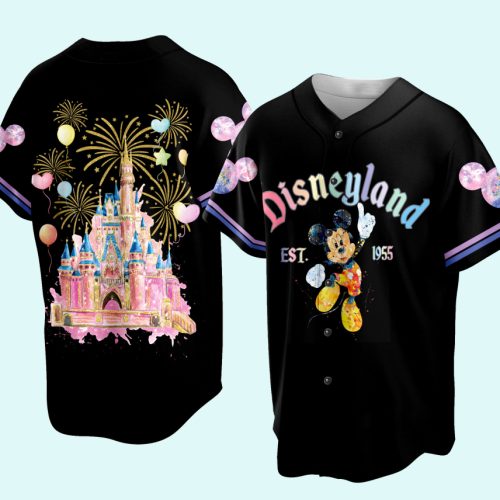 Custom Disneyland Mickey Head Baseball Jersey – Perfect Family Vacation for Baseball Lovers at Magic Kingdom