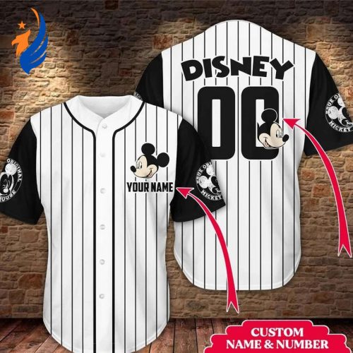 Personalized Disney Mickey Logo Baseball Jersey – Custom Name & Number Shop Now!