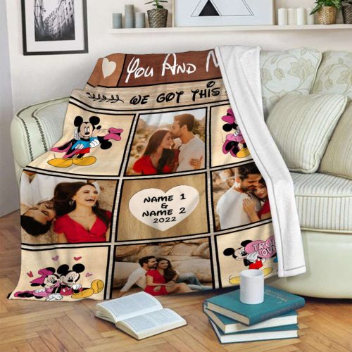 Custom Name And Photo Blanket, Mickey And Minnie Fleece Blanket, Gift For Couple Blanket, Blanket for Mom, Blanket Gift Anniversary – Blanket Home Decor Gift