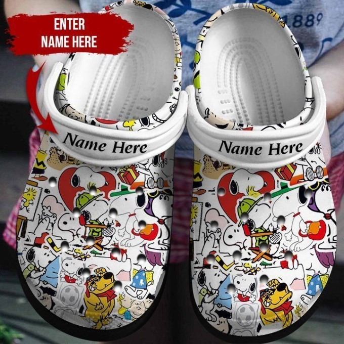 Custom Name Clogs Snoopy Classic Clogs for kids and adults