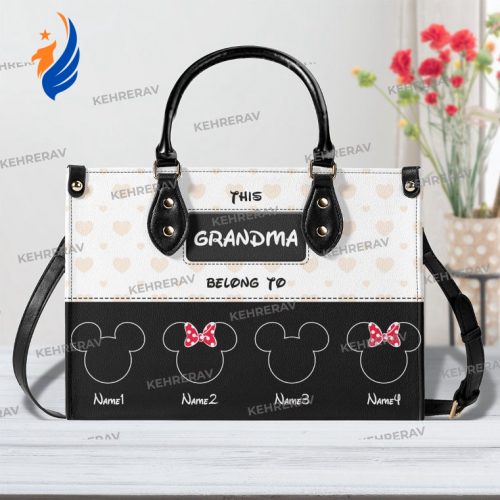 Custom Name Mickey This Grandma Belong To Leather Handbag, Mickey Women Purses, Mickey Lover’s Handbag, Custom Leather Bag,Mother’s day gift