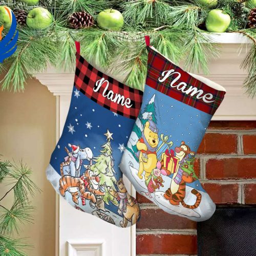 Personalized Winnie The Pooh Christmas Stocking with Friends – Custom Name Option