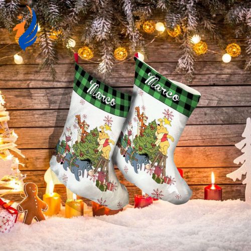Personalized Winnie The Pooh Christmas Stockings - Custom Name Embroidery for a Festive Holiday Season
