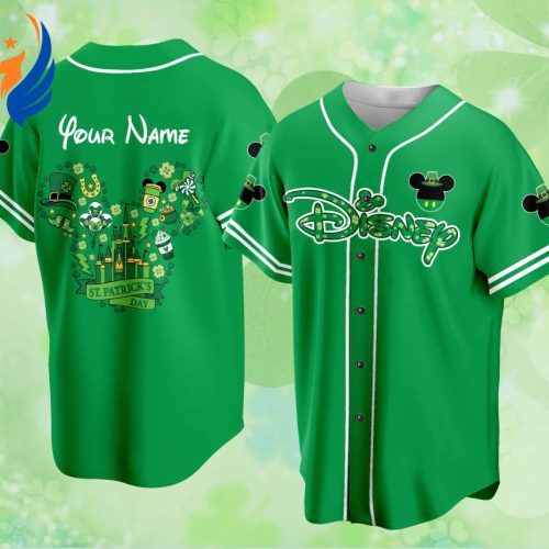 Personalized Mickey St Patrick Family Vacation Jersey - Custom Disneyland Baseball Jersey for Baseball Lovers