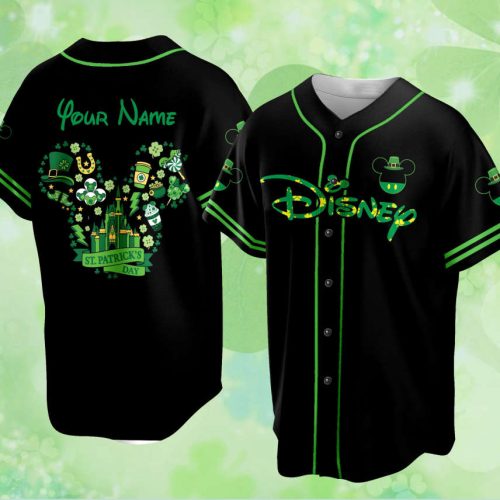 Custom Saint Patrick s Day Disneyland Baseball Jersey – Personalized Mickey St Patrick Family Vacation Trip Shirt for Baseball Lovers