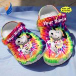 Customized Clogs Snoopy Colorful Tie Dye Clogs For Kids And Adults