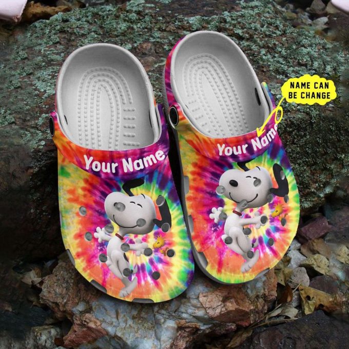 Customized Clogs Snoopy Colorful Tie Dye Clogs For Kids And Adults