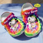 Customized Clogs Snoopy Colorful Tie Dye Clogs For Kids And Adults