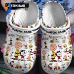 Customized Funny Clogs Snoopy And Charlie Brown White Clogs