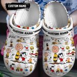 Customized Funny Clogs Snoopy And Charlie Brown White Clogs