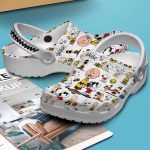 Customized Funny Clogs Snoopy And Charlie Brown White Clogs