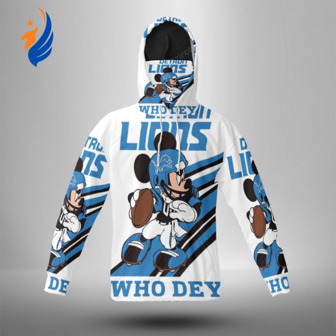 Detroit Lions Mickey Play 3d Hoodie With Mask Detroit Lions Mickey Play 3d Hoodie With Mask