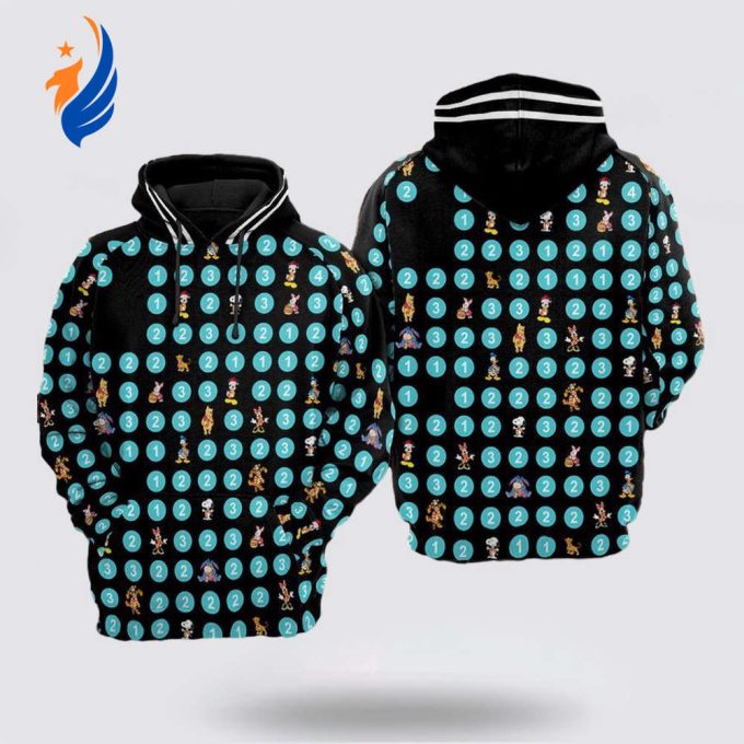 Disney Characters Mickey Minnie Donald Duck Winnie The Pooh Tigger Eeyore Piglet 3D Hoodie