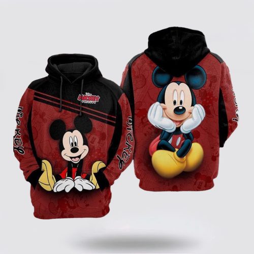 Disney Hoodie Cute Mickey Mouse Smiling Black Red 3D Hoodie Disney Hoodie Cute Mickey Mouse Smiling Black Red 3D Hoodie