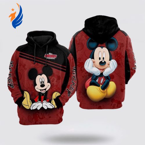 Disney Hoodie Cute Mickey Mouse Smiling Black Red 3D Hoodie Disney Hoodie Cute Mickey Mouse Smiling Black Red 3D Hoodie