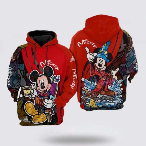 Disney Hoodie Mickey Mouse Hoodie Minnie Mouse With Book Magician Red 3D Hoodie Disney Hoodie Mickey Mouse Hoodie Minnie Mouse With Book Magician Red 3D Hoodie