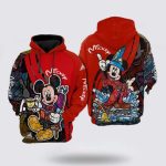 Disney Hoodie Mickey Mouse Hoodie Minnie Mouse With Book Magician Red 3D Hoodie