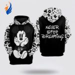 Disney Hoodie Mickey Mouse Never Stop Dreaming Black And White 3D Hoodie Disney Hoodie Mickey Mouse Never Stop Dreaming Black And White 3D Hoodie
