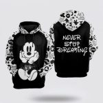 Disney Hoodie Mickey Mouse Never Stop Dreaming Black And White 3D Hoodie Disney Hoodie Mickey Mouse Never Stop Dreaming Black And White 3D Hoodie