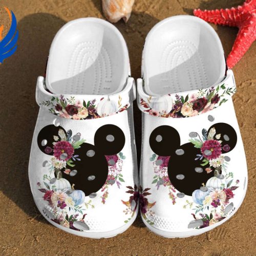 Disney Mickey Ears Watercolor Floral Minnie For Men And Women Gift For Fan Classic Water Rubber Clogs-Slippers-Slippers