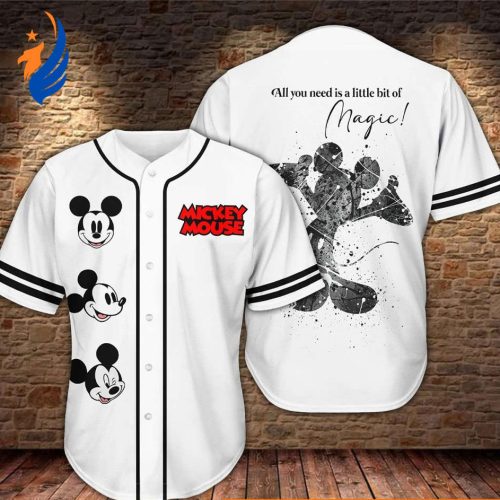 Disney Mickey Logo Face Baseball Jersey - Mickey Pattern Design for Disney Fans