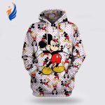 Disney Mickey Mouse Pattern Dots White 3D Hoodie