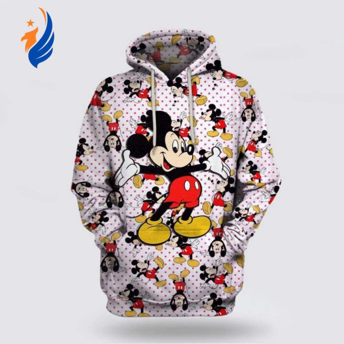 Disney Mickey Mouse Pattern Dots White 3D Hoodie