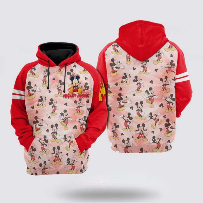 Disney Mickey Mouse Red Pattern 3D Hoodie