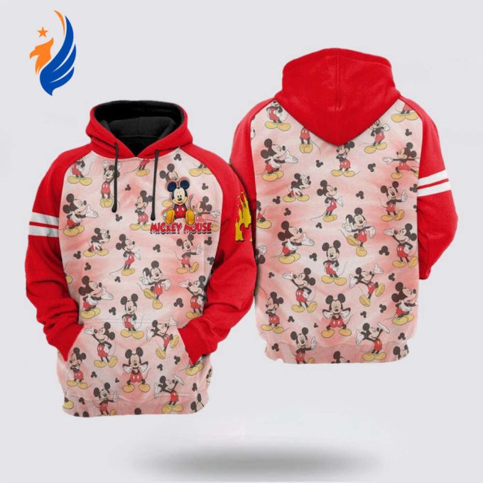 Disney Mickey Mouse Red Pattern 3D Hoodie