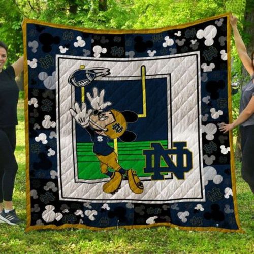 Disney Mickey Notre Dame Fighting Irish Ncaa Collected Collection Fleece Quilt Blanket Gift – Blanket Home Decor Gift